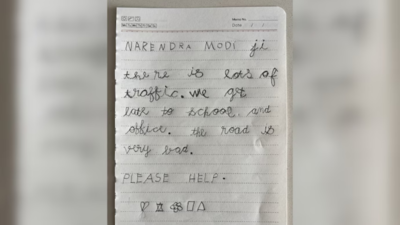 ‘Please help’: 5-year-old girl appeals to PM Modi on ‘very bad’ Bengaluru road; heartfelt letter goes viral | India News
