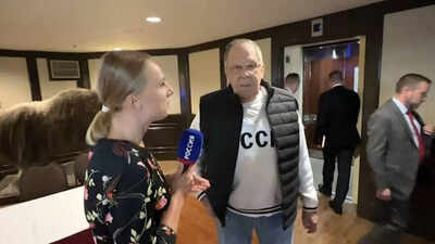 ‘This is how much Russians respect Trump’: Sergei Lavrov called ‘trollmaster’ as he arrives in Alaska wearing a USSR sweatshirt