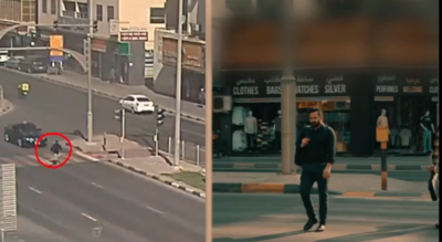 UAE: Sharjah Police release actual video showing man hit by car while crossing road to warn public | World News