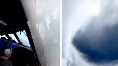 Into the storm: US Air Force plane flies straight into eye of Hurricane Erin – watch