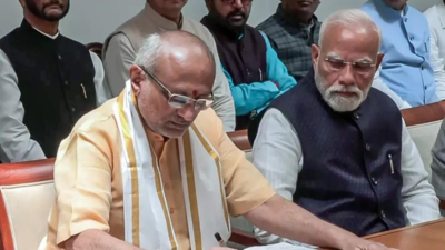 Accompanied by NDA netas & with PM as first proposer, C P Radhakrishnan files papers | India News