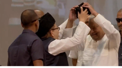 Watch: Nitish refuses to wear ‘topi’ at madrasa event; Congress takes jibe | India News