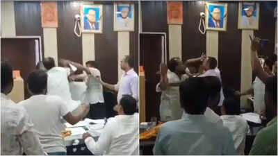 On camera: Engineer thrashed with shoe at his office; Ballia police files complaint against BJP member | India News
