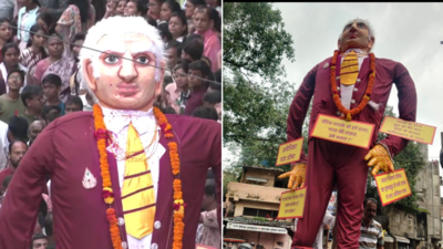 Watch: Nagpur’s Marbat festival features giant Trump effigy; people protest 50% tariffs on India | India News