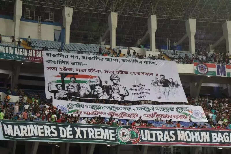 Mohun Bagan Ultras champion Bengali issue with giant banner during match | India News