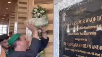 Hazratbal plaque vandalism row : BJP vows strict action; Omar Abdullah asks why was national emblem at a shrine? | India News