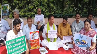 Social activists protest outside Jodhpur collectorate office demanding release of Sonam Wangchuk | India News