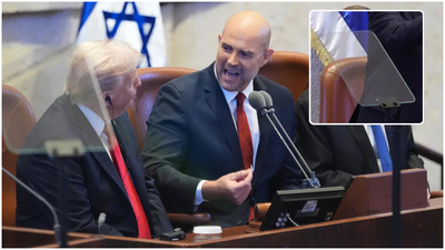 ‘It is working beautifully’: Israeli speaker jokes about UN teleprompter glitch before Donald Trump’s Knesset speech – watch