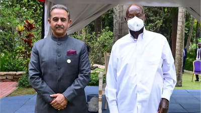 MoS MEA Kirti Vardhan Singh meets Uganda President Museveni, conveys PM Modi’s greetings | India News