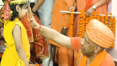 UP CM Yogi performs Kanya Pujan at Gorakhnath Temple on Maha Navami | India News