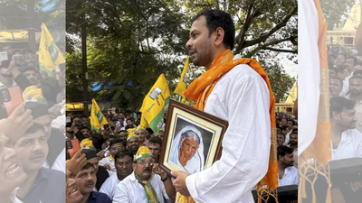Bihar polls: Tej Pratap files nomination from Mahua with grandma’s photo; sister Rohini wishes him luck | India News
