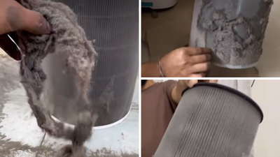 Air purifiers choking too: Delhiites share dust-clogged filters showing how toxic the air is – watch | India News