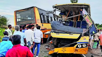 Tamil Nadu bus crash: 9 women among 11 killed as 2 govt buses collide in Sivaganga; CM stalin announces Rs 3 lakh relief | Madurai News