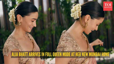 Alia Bhatt’s Mumbai home Griha Pravesh gets a glam upgrade with her ornamental tissue silk saree by Manish Malhotra |