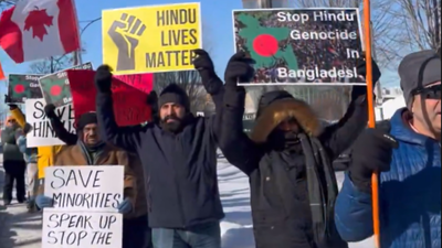 Hindu Canadian Foundation protests in −23°C against violence targeting religious minorities in Bangladesh