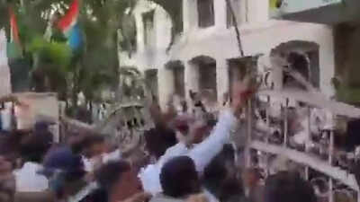 ‘Shirtless’ protest row: BJP & Congress workers clash in Indore, pelt stones – watch | India News