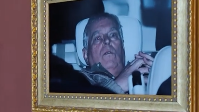 ‘He’s sweating now’: Activists hang ex-prince Andrew arrest photo inside France’s Louvre Museum