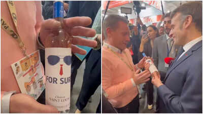 Aviator sunglass, ‘For Sure’: Emmanuel Macron receives wine inspired by his Davos speech |