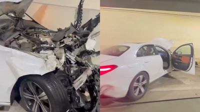 Mercedes goes berserk in Mumbai: Minor driver’s 2am crash leaves wrecked cars in Coastal Road tunnel | Mumbai News