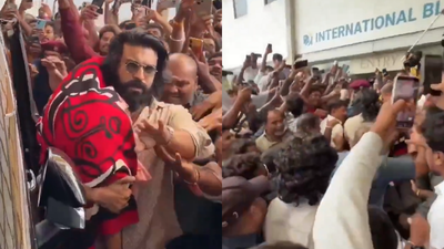 Video: Actor Ram Charan, his daughter mobbed by fans outside Hyderabad hospital while visiting newborn twins | Hyderabad News