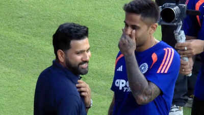 IND vs ENG: Rohit Sharma caught chatting with India captain Suryakumar Yadav ahead of toss at T20 World Cup semi-final | Cricket News