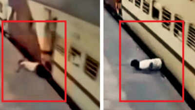 Bhopal Junction Railway Station: 13 seconds of horror: Youth slips while trying to board moving train at Bhopal railway station, battles for life | Bhopal News